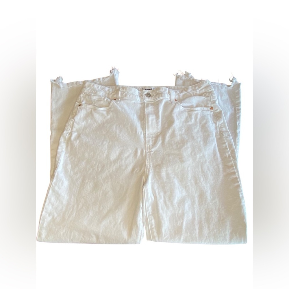 Paige Claudine High Rise Boot Cut White Denim Jeans Women’s 32 / 12 Distressed - Picture 3 of 8
